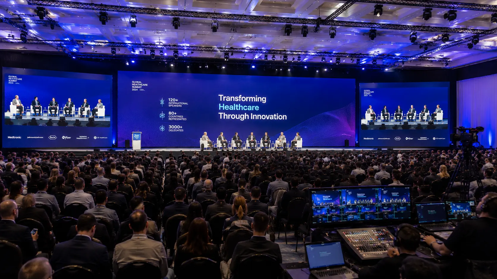 Large professional conference with live broadcast production